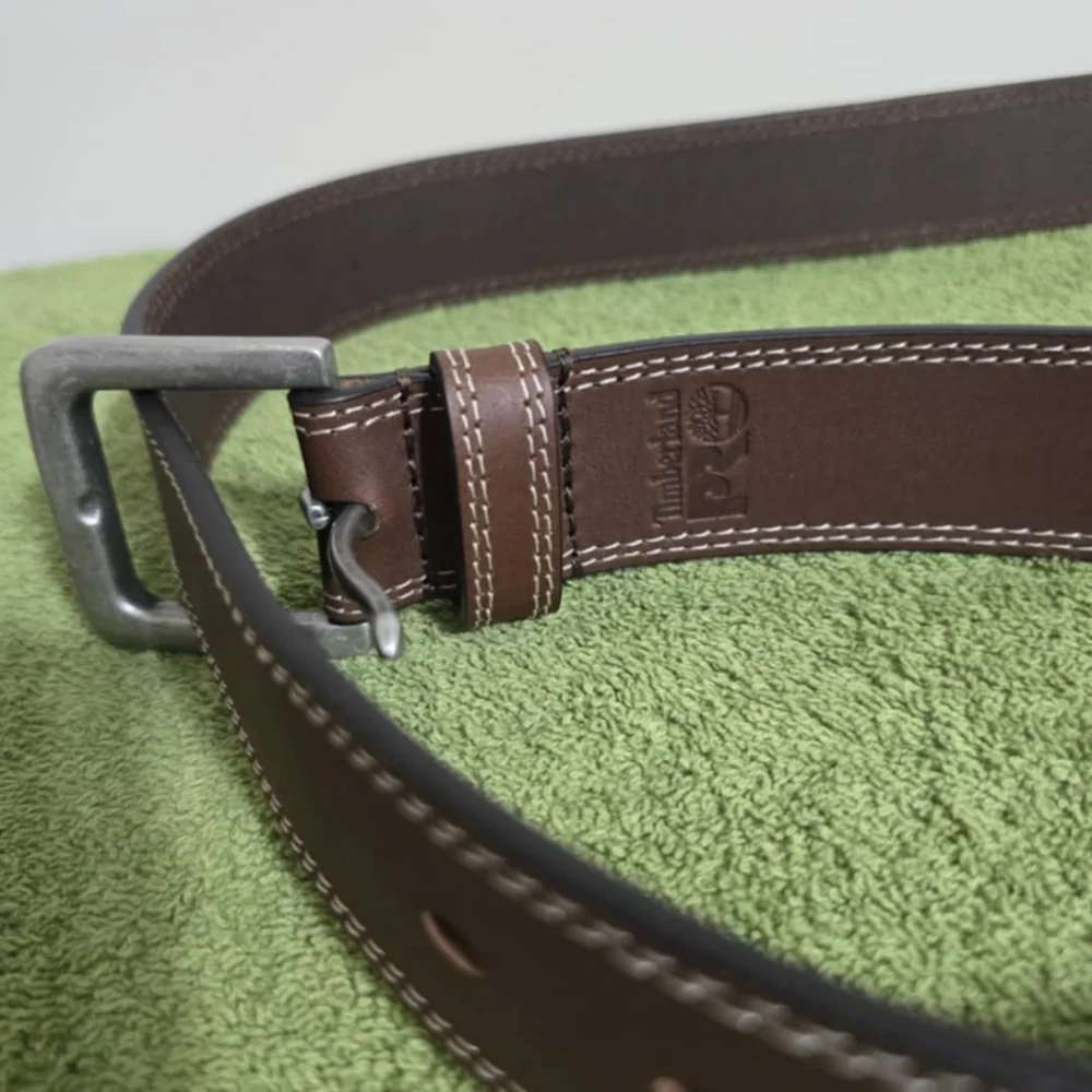 New Timberland Pro Brown Genuine Full Grain Leather Belt Size 46 - Picture 3 of 6